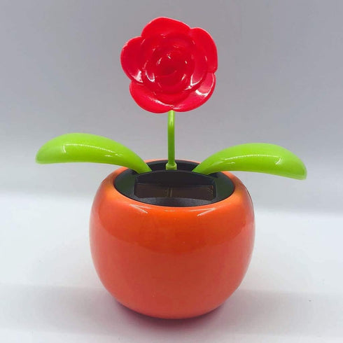 Solar Powered Dancing Flower Swinging Animated Dancer Toy Car Decoration for Car Dashboard Office Desk Decoration - Rose...