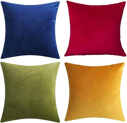 Andreannie Pack of 4 Gold Velvet Cozy Decorative Throw Pillow Covers 18x18 Soft Cushion Case for Couch Sofa Bed (Mixed 4 Pcs, 18" x 18" (Pack of 4...