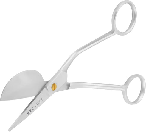 Applique Pelican Duckbill Blade 5.8 Inch - Double Bent Curved Offset Handle Scissors with Pouch Sleeve for Embroidery, Fabric, Thread, Knitting, S...