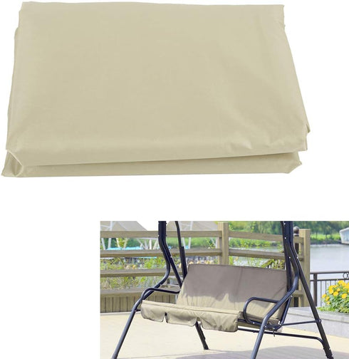 Outdoor Swing Cushion Cover, 3 Seater Replacement Swing Seat Pads Cushion for Patio Garden Yard Swing Chair(Beige)...