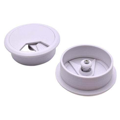 2 Inch (50mm) White Wire Grommets and Cable Ties Kit ABS Plastic Desk Hole Cover Cord Organizer for Computer Desk Cabinet (2pcs Desk Grommets + 6p...