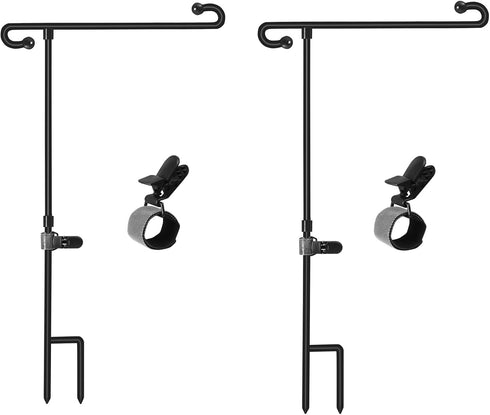 Garden Flag Stand Outside 2PCS Premium Yard Flag Holder Outside Weather-Proof Metal Powder-Coated Flagpole with Clip and Stopper for Christmas Gar...