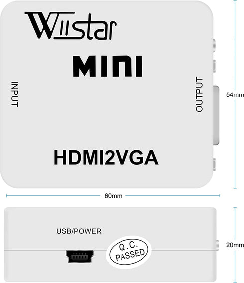 HDMI to VGA Converter Adapter with 3.5mm Stereo Audio Output Converter 1080P for TV PC Laptop to Projector......