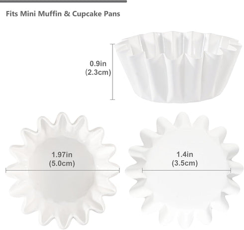 Caperci Heavy Duty White Mini Cupcake Liners 200 Counts - Grease-Resistant Paper Muffin Baking Cups, Odorless, No Muffin Pan Needed, Easily Peels ...