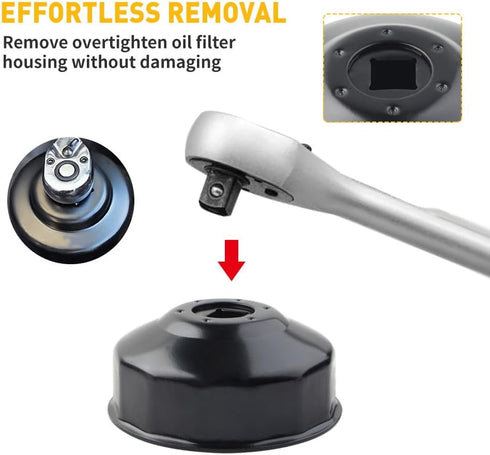 Three T Oil Filter Wrench, Oil Filter Tool For Polaris All Vehicles 2520799 2540086 2830550 2-9/16 in. (65 mm) - 14 flute...