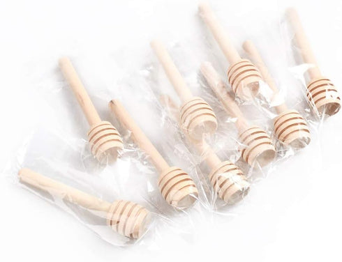 24 Pack Mini Wooden Honey Dipper Sticks, Honey Dippers 3 inch with Individually Wrapped Server for Honey Jar Dispense Drizzle Honey and Wedding Pa...