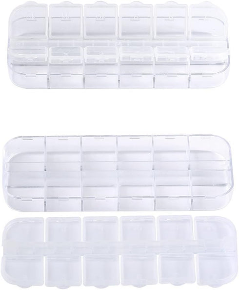 6 Pieces Nail Art Tool Jewelry Storage Box, 12 Compartments Plastic Rhinestone Organizer Container Case, Display Containers...