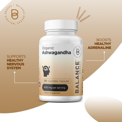 Certified Organic Ashwagandha 1600mg, 120 Veg Capsules - Supports Sleep & Balanced Energy Levels (120 Count (Pack of 1))...