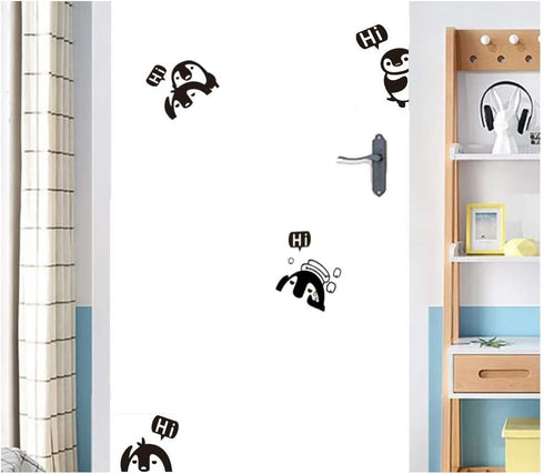 Removable Switch Stickers - 4 Cute Penguins Cartoon Wall Stickers, Light Switch Decals, Family DIY Decor Art Stickers for Kids Bedroom, Office Hom...