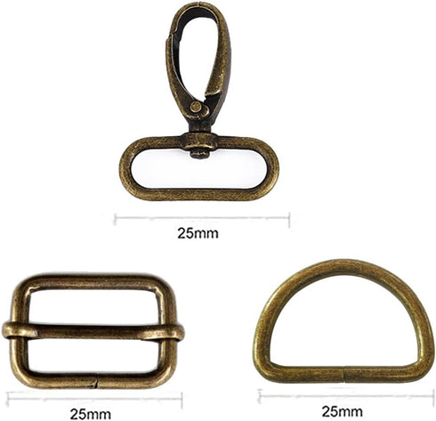 60pcs Keychain Hooks with D Rings Set Purse Hardware Metal Swivel Clip Hook Slides Buckles D-Ring Slide Buckle for Handbag Purse, Strap, Backpack ...