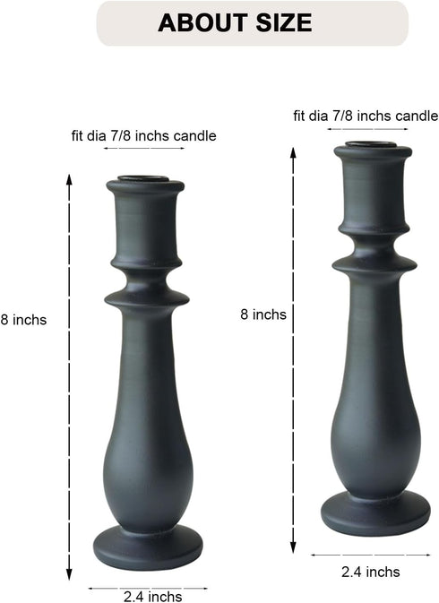 Candle Holder Taper Candle Holders-Black Candlestick Holders Set of 2,Black Modern Wood Candle Sticks Holder Decor?8" H?...