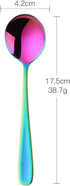 Soup Spoons, Color ME Rainbow 18 10 Stainless Steel Round Spoons, Set of 10...