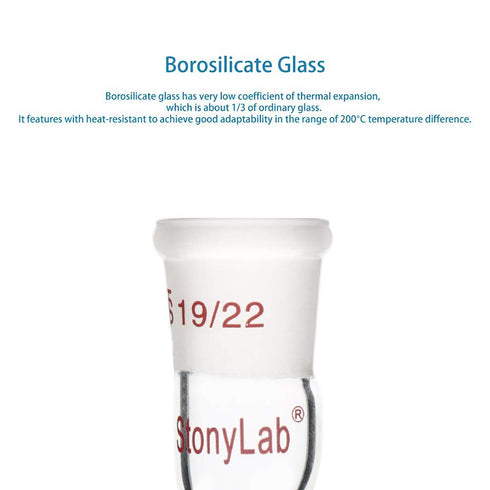stonylab Glass Straight Connecting Adapter, 30mm from 19/22 Outer Joint to 19/22 Inner Joint for Laboratory Lab Supply, Borosilicate Glass...