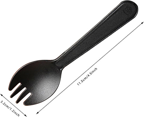 Black Plastic Spoon Forks, Premium Disposable Forks Cutlery for Parties Picnics Camping Family Gatherings (100)...