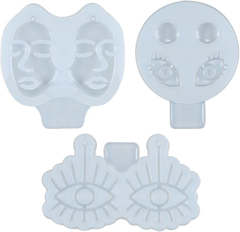 FUNSHOWCASE Evil Eye Earring Epoxy Resin Silicone Molds Woman Face Dangle Jewelry Casting Supplies 3-Bundle...