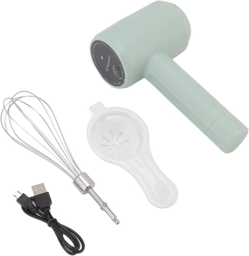 Electric Hand Mixer USB Rechargeable Portable Cordless Handheld Mixer for Baking Cake Egg Cream, Powerful (Light Cyan)...