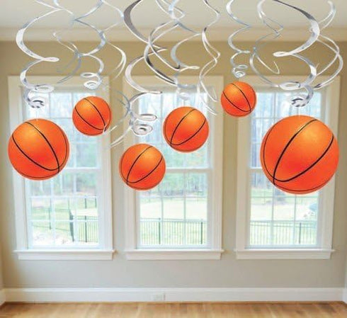 36Ct Basketball Hanging Swirl Decorations - Basketball Themed Party Supplies Hanging Party Decorations, Boy Birthday Party Decorations...