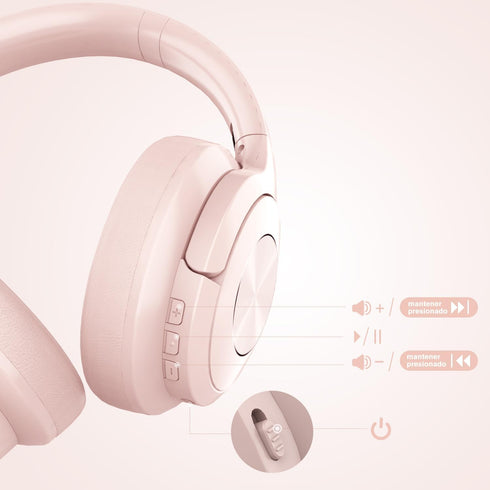 Pink Headphones Wireless Bluetooth Headphone Over Ear 65 Hours Playtime Foldable Deep Bass HIFI Stereo Wireless On Ear Headsets with Microphone Li...