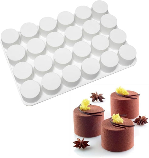 24 Cavity Cylinder Silicone Cake Mold For Cookies Making 3D Handmade Kitchen Reuse Baking Tools Decorating Mousse (B_ Cylinder)...