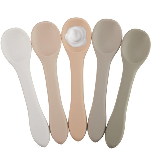 5 Pieces Silicone Baby Spoons Kids Utensils Self Feeding Supplies First Stage Baby Heat Resistant Food Spoon Safe Infant Baby Spoon for Over 6 Mon...