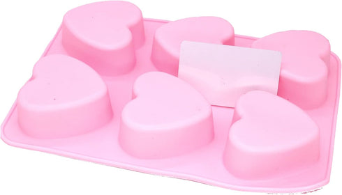 X-Haibei Love 6 Heart Shape Silicone Mold Lotion Bars Soap Moulds Cake Muffin Baking Deep Cavity 4oz per Cell...