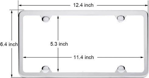 License Plate Frames, Indeed BUY 2 Pcs 4 Holes Slim Stainless Steel Polish Mirror License Plate Frame and Chrome Screw Caps...