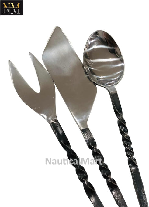 NauticalMart Medieval Feasting Set 3 Pieces Cutlery Knife, Fork, Spoon with leather Case...