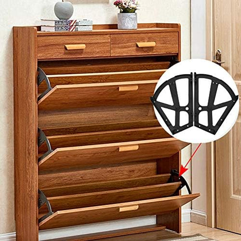4Pcs/Set Shoes Drawer Hinge Home Furniture Cabinet Hinge Flip Plate Frame Turning Rack Accessory Household Shoe Organizer for Bedroom Living Room...
