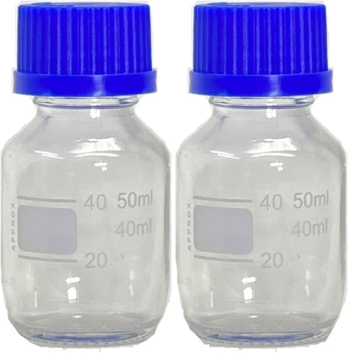 Karter Scientific 50ml Glass Round Media Storage Bottles with GL32 Screw Cap, Borosilicate, (Pack of 2)...
