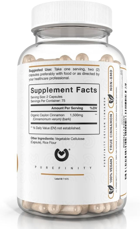 Ceylon Cinnamon Capsules – True Antioxidant Supplement from Sri Lanka Bark, Powerful Alternative to Pills or Tablets – 1500 mg, Vegan, Non-GMO, 15...