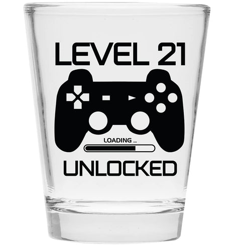 Level 21 Unlocked - Birthday Shot Glass -Birthday Gift - Celebrate Turning Twenty-One - 21st Birthday Gifts for Him or Gifts for Her - Shot Glass ...