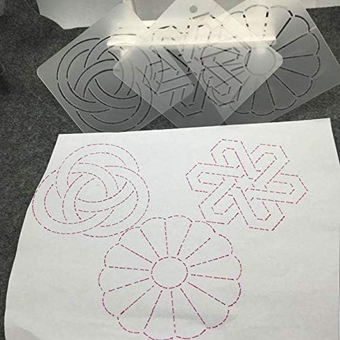 YICBOR Flower Line Quilting Stencil Kit, 9pcs Quilting Rulers and Templates Set, Reusable Flower, Thorn, Embroidered Stencils, Crimping Template, ...