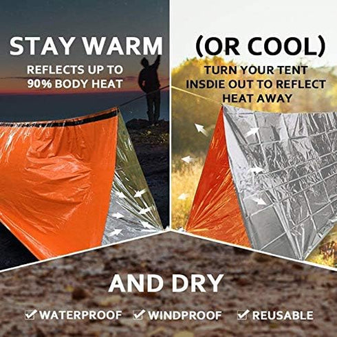 GALAXYLENSE Emergency Thermal Sleeping Bag, Survival Bivvy Sacks Blanket with Whistle, Waterproof Lightweight Survival Shelter Blanket Bag Gear fo...