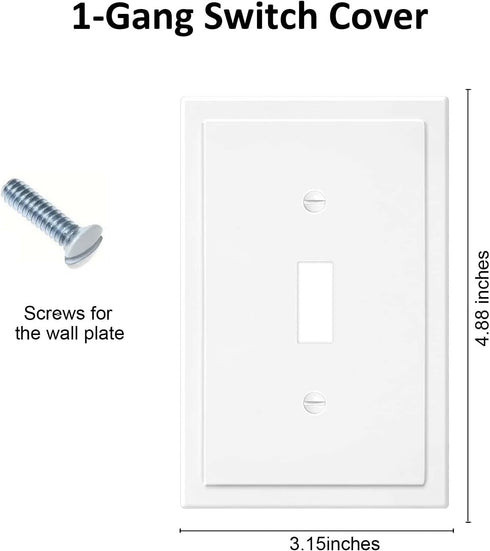 1-Gang Modern Edge Decorative Wall Plate Cover Switch Outlet Single Toggle Electrical Faceplate for Light Switches, Smart Switch, GFC, ReceptacleI...