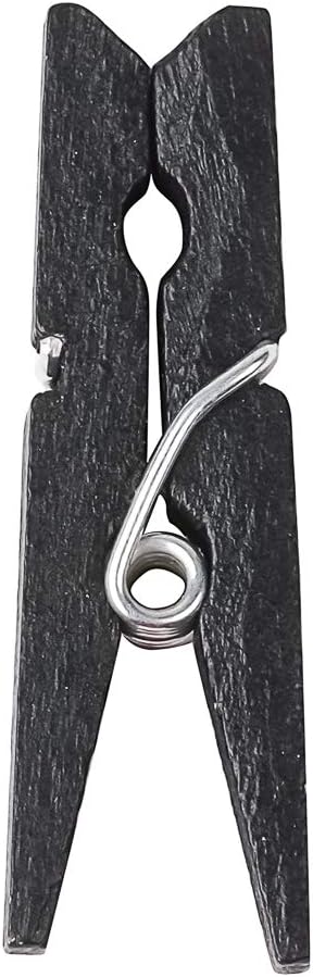 Restaurantware 1.2 Inch Black Clothespins, 50 Mini Clothespins - Disposable, Sturdy, Black Bamboo Wooden Clips, Food Grade, for Appetizers, Garnis...