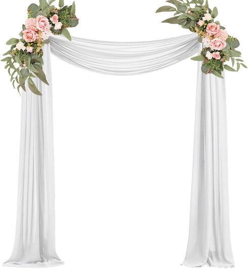 White Wedding Arch Draping Fabric 29" X 20FT Sheer Drapes Chiffon Fabric for Wedding Arbor Engagement Ceremony Party Bridal Shower Swag Fabric Dec...