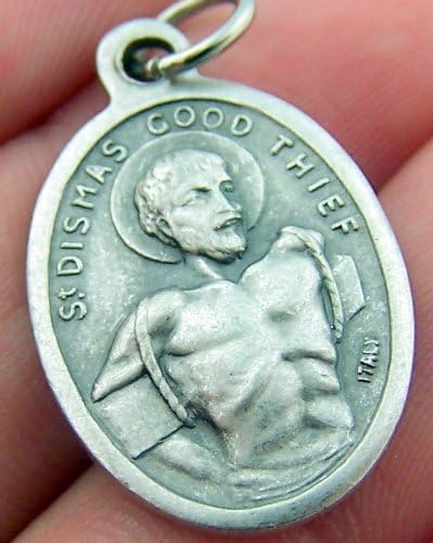 Silver Tone Saint St Dismas The Good Thief Medal Pendant, 1 Inch...