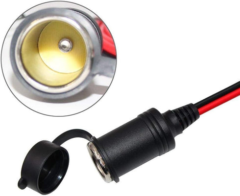 KUNCAN 4FT 12v 2-Way Car Cigarette Lighter Female Socket Y Splitter to Male Plug with Double Socket Outlet, Dual Socket Extension Charger Port Ext...