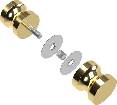 CKB Double Sided Shower Glass Door Knob, Polished Gold Finish with Solid 304 Stainless Steel Door Handle Pull for Bathroom. Compatible with 5/16" ...