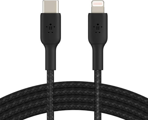 Belkin BoostCharge Nylon Braided USB C to Lightning Cable 3.3ft/1M - MFi Certified 18W Power Delivery iPhone Charger Cord - Apple Charger USB C Ca...