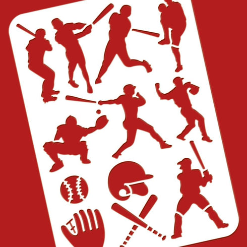 BENECREAT Baseball Player Stencil 12x8" Baseball Pattern Painting Template Reusable Plastic Sports Theme Stencil DIY Art Stencil for Painting on W...