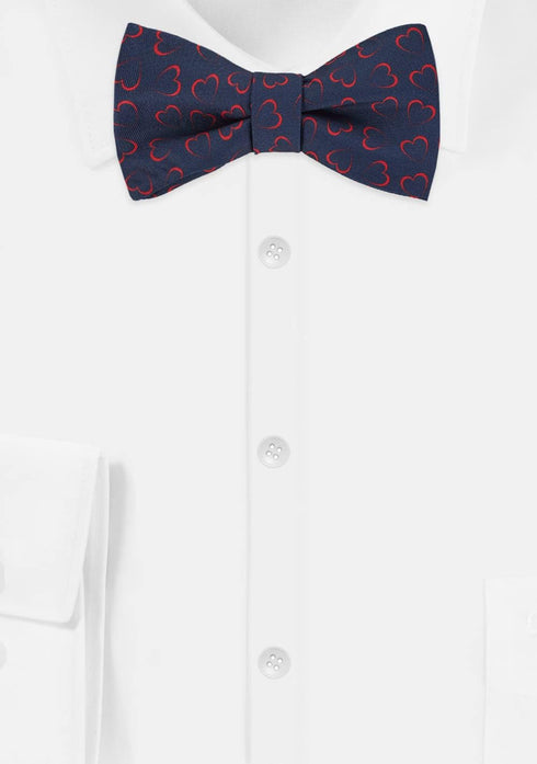 Jacob Alexander Men's Happy Valentine's Day Red Outline Hearts Freestyle Self-Tie Bow Tie - Dark Blue...