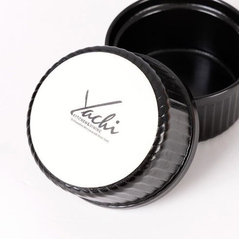 Yachi Ramekins Black, 4 oz 6 Pieces Ceramic Baking Ramekin Set of 6 Stoneware Bakeware Serving for Sauces Dipping Onion Soup Lava Cake Flan Creme ...