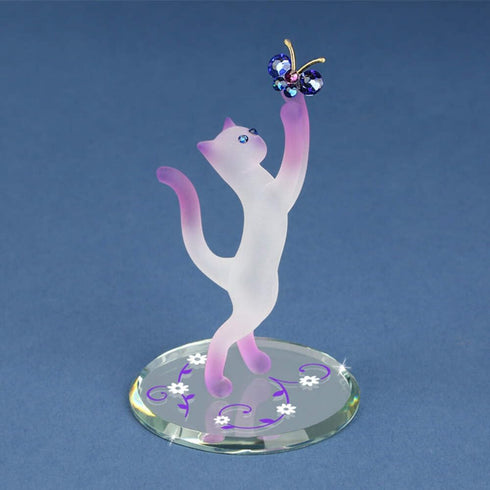 Glass Baron Princess Cat with Butterfly Figurine...
