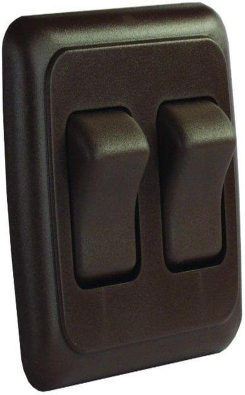 JR Products 12145 Brown Double SPST On-Off Switch with Bezel...