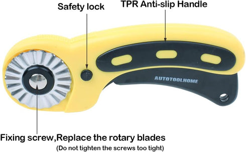 AUTOTOOLHOME 45mm Rotary Cutter Set with 9 Pack Replacement Rotary Blades Skip Rotary Blades Pinking Rotary Blades for Sewing Fabric Leather Quilt...