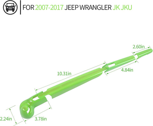 Rear Window Windshield Wiper Arm Blade Decoration Cover Trim for 2007-2018 Jeep Wrangler JK JKU(Green?...