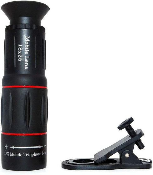 Cell Phone Camera Lens?Universal 18X25 Clip-On Monocular telescope Mobile Zoom lens Fits Most smartphones for BirdWatching, Traveling, Hunting, Fi...