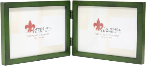 Lawrence Frames Collection Hinged Double Horizontal Wood Picture Frame Gallery, 5 by 7-Inch, Green...