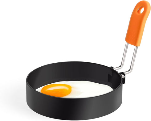 Egg Rings,Stainless Steel Griddle Frying Egg with Silicone Handle,Nonstick Egg Cooking Rings,Omelet Ring,Pancake Ring Round Cooking Rings Molds Fo...
